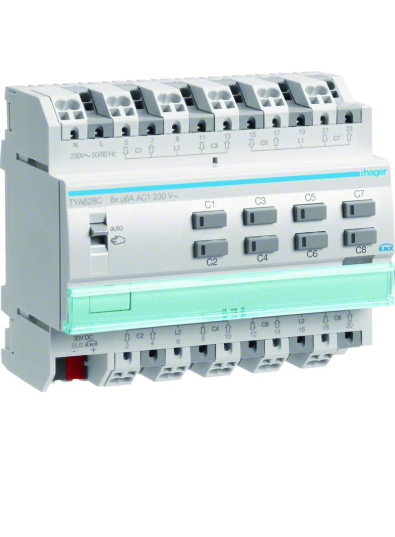 KNX system Sterownik żaluzji 8-krotny 230V AC 6M TYA628C HAGER
