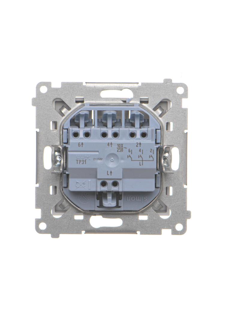 Simon 55 Przycisk zwierny potrójny szybkozłączka Jasnoszary mat