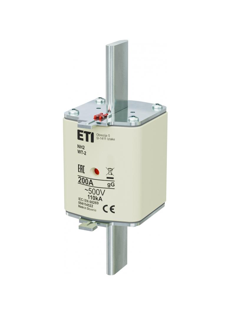 Wkładka topikowa NH zwłoczna KOMBI Pokrywy stalowe NH2 WT-2 gG 200A 500V G 004114522 ETI