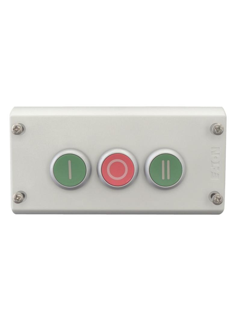 M22-I3-M1 Kaseta sterownicza 3-otworowa z przyciskami zielony/czerwony/zielony IP65 216532 EATON