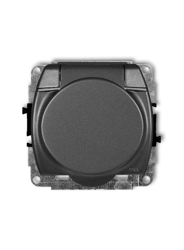 TREND Mechanizm gniazda bryzgoszczelnego z uziemieniem 2P+Z (klapka grafitowa, przesłony torów prądo