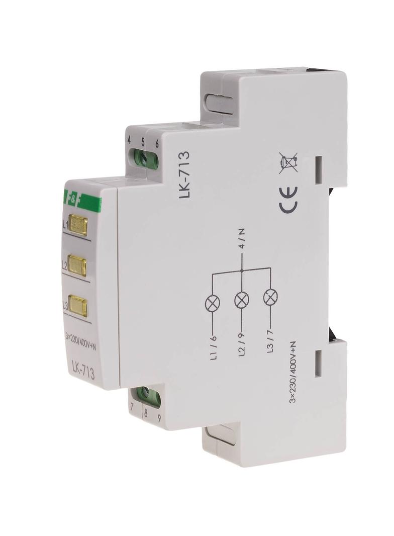 LAMPKA KONTROLNA ZASILANIA, 3XLED ŻÓŁTA, UN=3X400+N, 1 MODUŁ