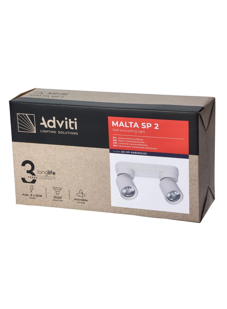Oprawa ścienno-sufitowa MALTA SP 2 GU10 max. 2x12W IP20 biała AD-OP-6481WGU10 ORNO