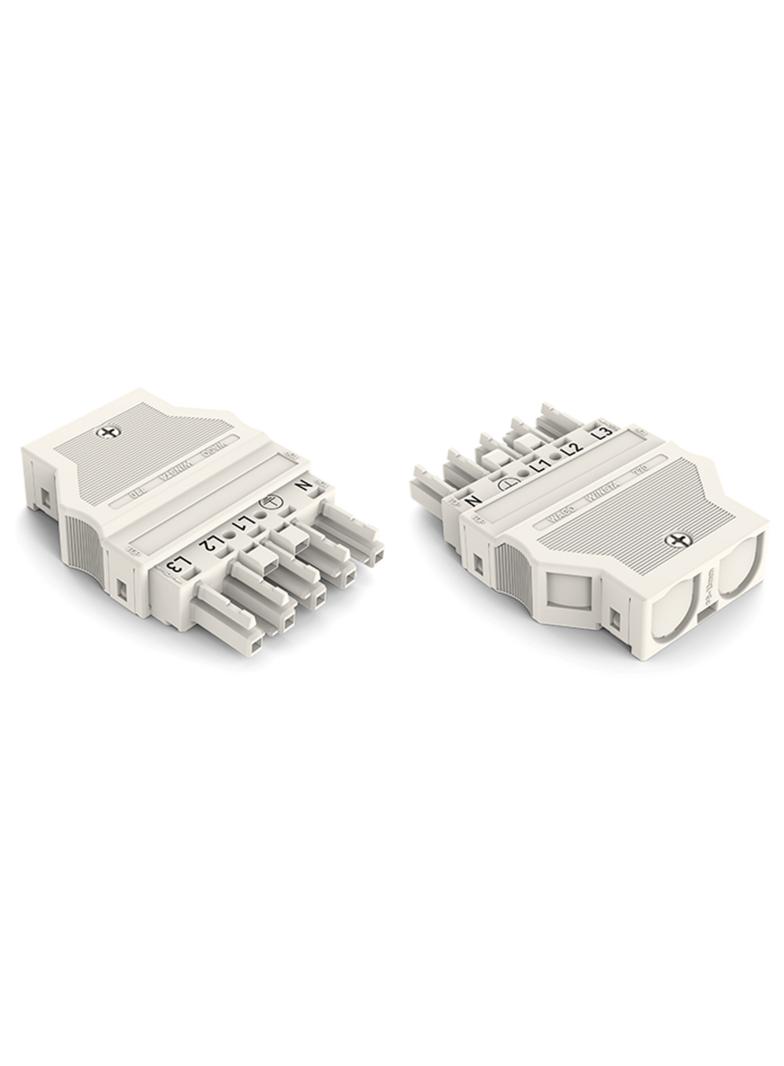 WINSTA gniazdo 5-torowe z obudową odciążającą naciąg białe