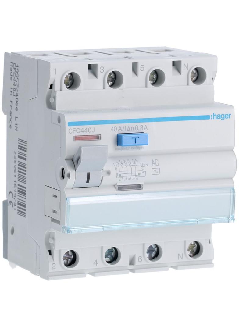 RCCB Wyłącznik różnicowoprądowy 3P+N 40A 300mA 6kA AC CFC440J HAGER