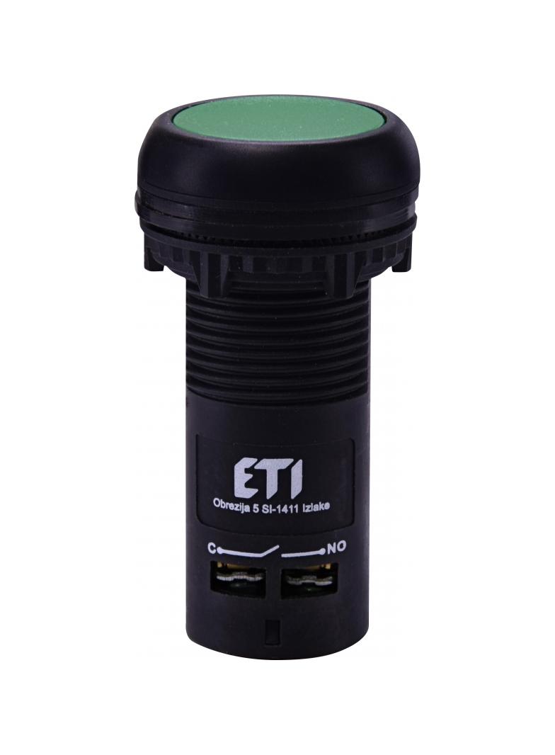 ECF-11-G - Przycisk kompaktowy z guzikiem krytym, 1NO+1NC, Zielony