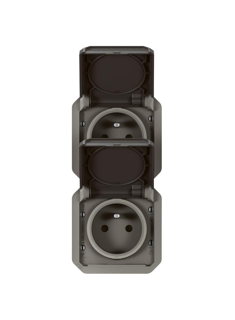 NOWE PLEXO - GNIAZDO 2X2P+Z PIONOWE MECHANIZM 16 A - 250 V~ ANTRACYT