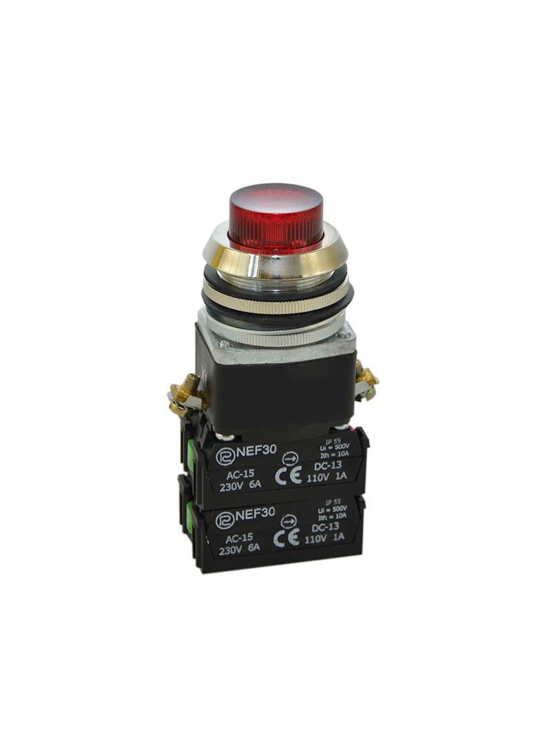 Przycisk NEF30-WLD 2XY/24V-230V czerwony
