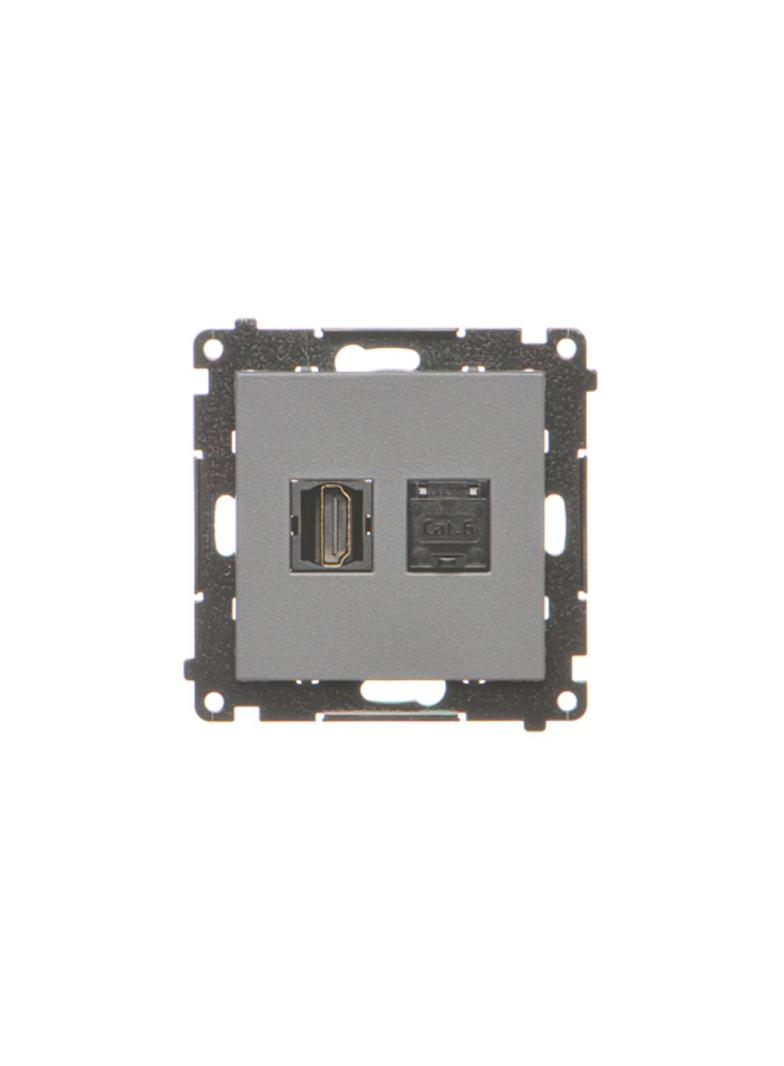 Simon 55 Gniazdo HDMI + RJ45 kat.6 Grafitowy mat TGHRJ45.01/116 KONTAKT