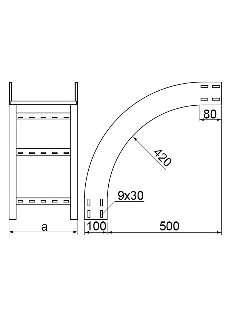 LPDZP600H100N ŁUK PIONOWY ZEWNĘTRZNY DRABINY 1.5 MM