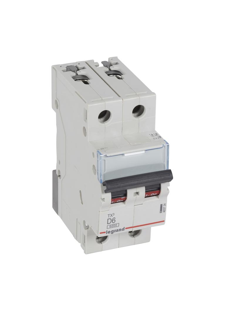 WYŁĄCZNIK NADPRĄDOWY S 302 2P D 6A 6000A SERII TX3, Legrand