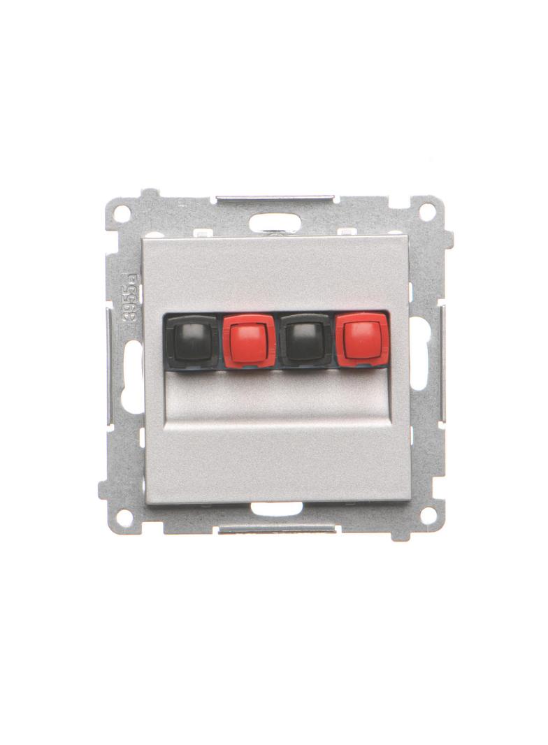 Simon 55 Gniazdo głośnikowe podwójne 2-krotne Przekrój przewodów dla wejścia i wyjścia 2,5 mm2 Aluminium mat TGL2.01/143 KONTAKT