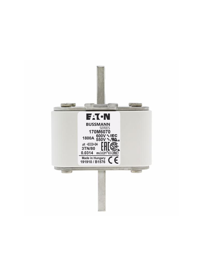 1800A 600V 3TN/80 aR INDICATOR FUSE Wkładka szybka 1800A AC 600V DIN 3 76x90x109 mm aR D 170M6070 EA