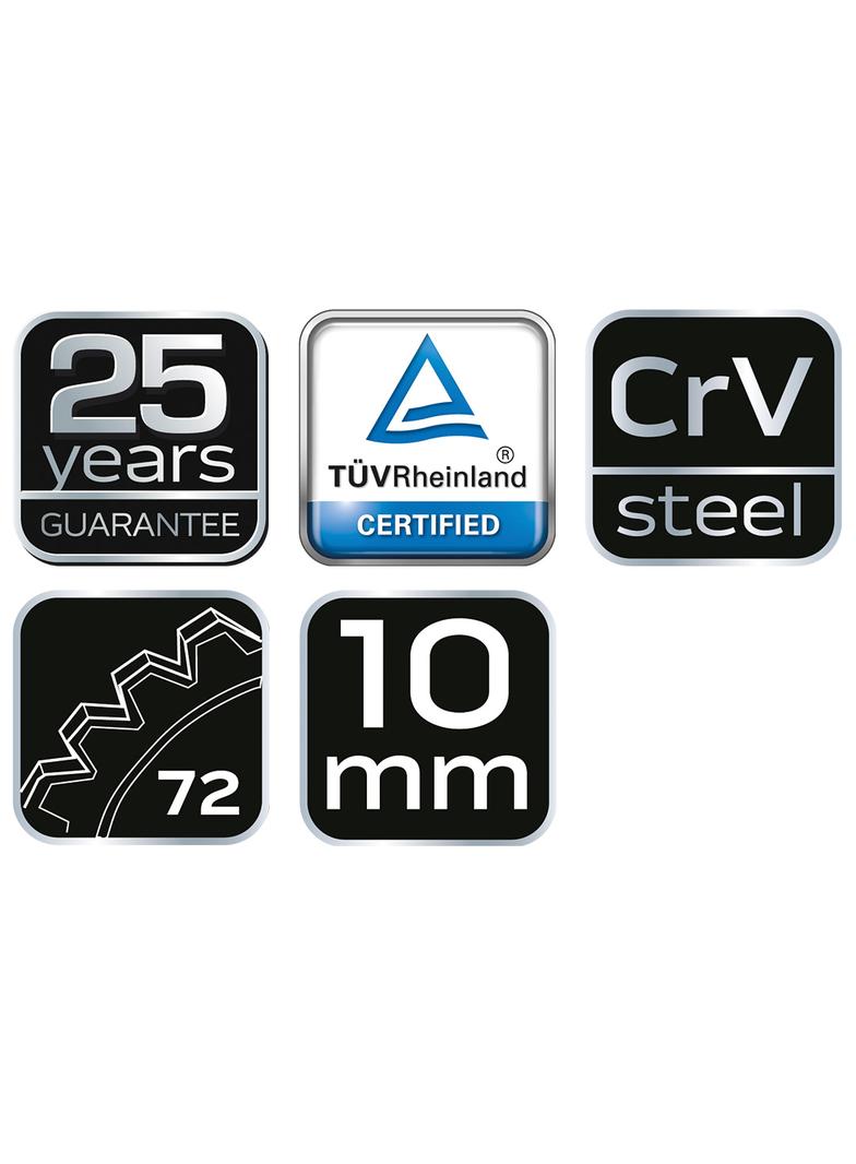 Klucz płasko-oczkowy z grzechotką, 10 mm