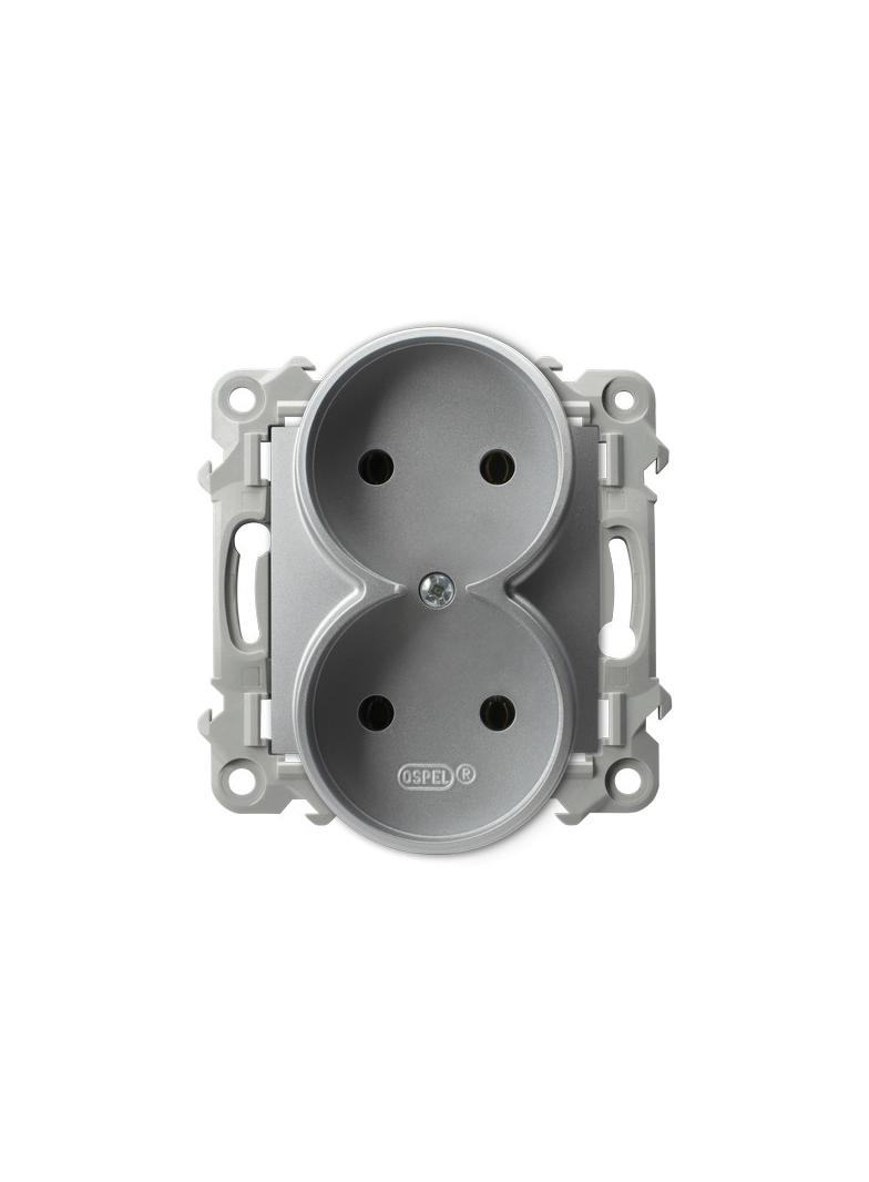 SZAFIR Gniazdo podwójne moduł bez ramki - kolor srebro