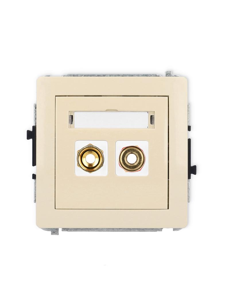 DECO Mechanizm gniazda głośnikowego pojedynczego (typu banan - czerwony i czarny, pozłacany, 4 mm2,