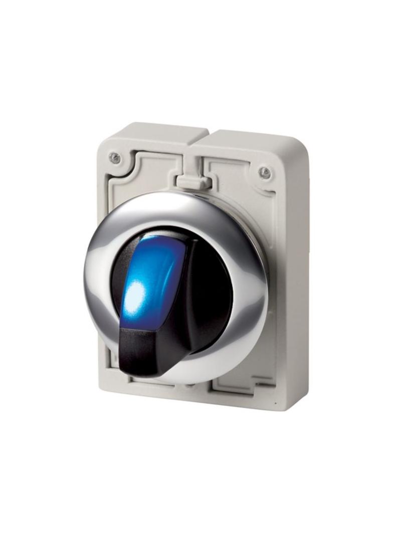 M30C-FWLK-B Przełącznik piórkowy podświetlany 30mm niebieski 2 położeniowy z samopowrotem 187120 EAT