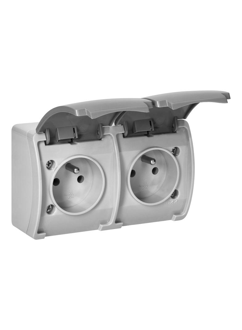Gniazdo podwójne 2x2P+Z AQUATIC IP44 szary-grafit OR-OE-7106/GR ORNO