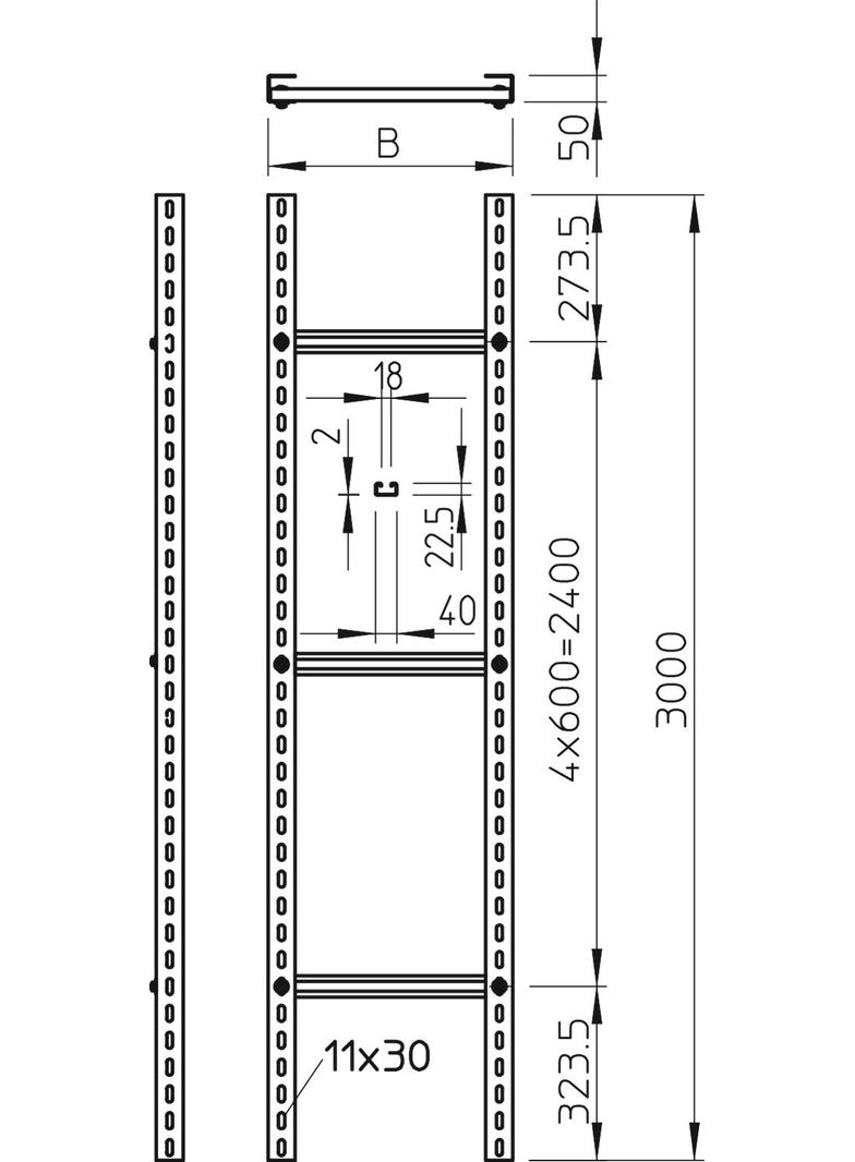 SLM 50 C40/5, DRABINKI PION.500 DŁ.3000MM FT