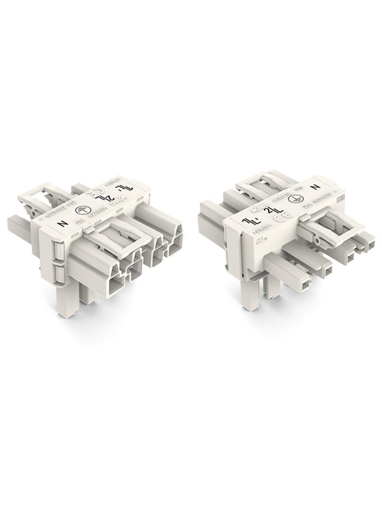 WINSTA rozgałęźnik typu T 4-torowy 1 x wtyk / 2 x gniazdo biały