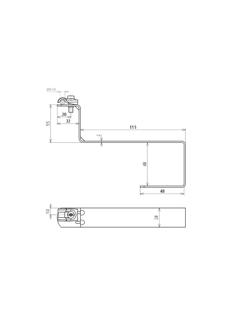 Wspornik dachowy z DEHNQUICK, dł. 115 mm, St/tZn