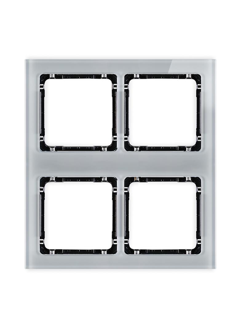 DECO Ramka modułowa 4 krotna (2 poziom, 2 pion) - efekt szkła (ramka szara; spód czarny)