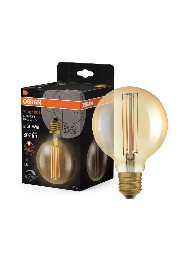 Lampa LED Vintage 1906 GOLD 95 dim 8,8W/822 szkło przezroczyste E27