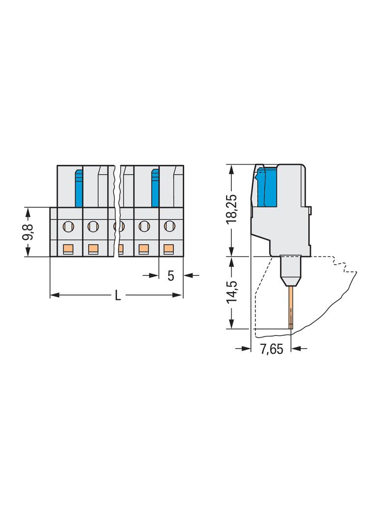 Gniazdo MCS‑MIDI Classic 6‑biegunowe jasnoszare raster 5mm 722‑136/005‑000 /50szt./ WAGO