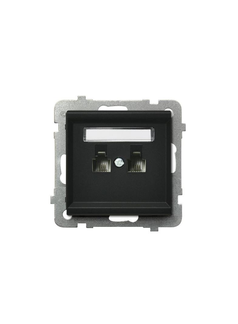 SONATA Gniazdo telefoniczne podwójne równoległe - kolor czarny metalik