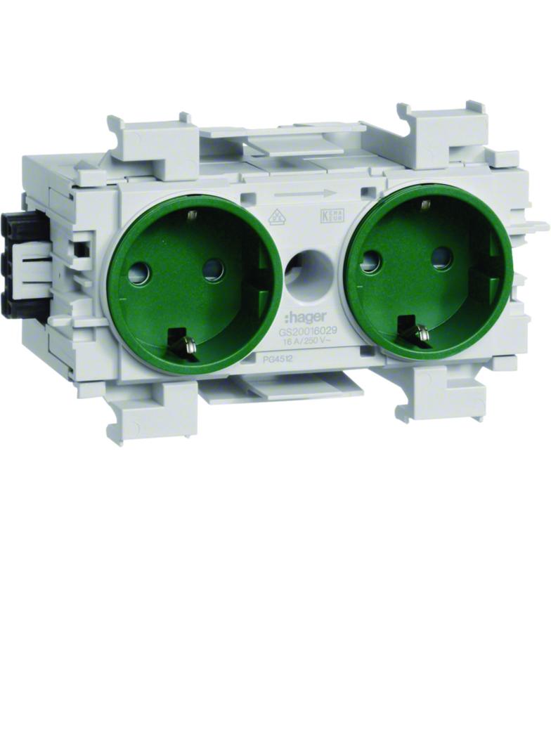 tehalit.WA Gniazdo SCHUKO 2-krotne WAGO montaż krawędziowy zielony GS20016029 HAGER