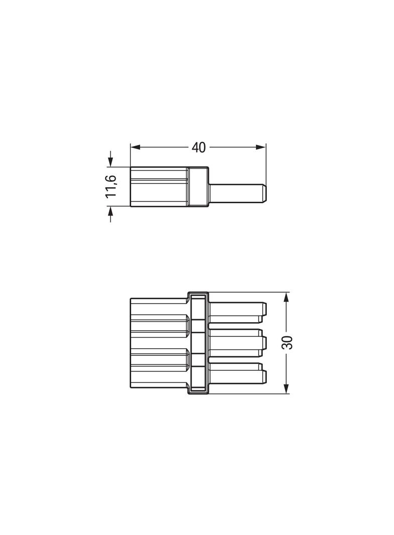 WINSTA element sprzęgający 3-torowy 1 x wtyk / 1 x gniazdo czarny /100szt./ WAGO