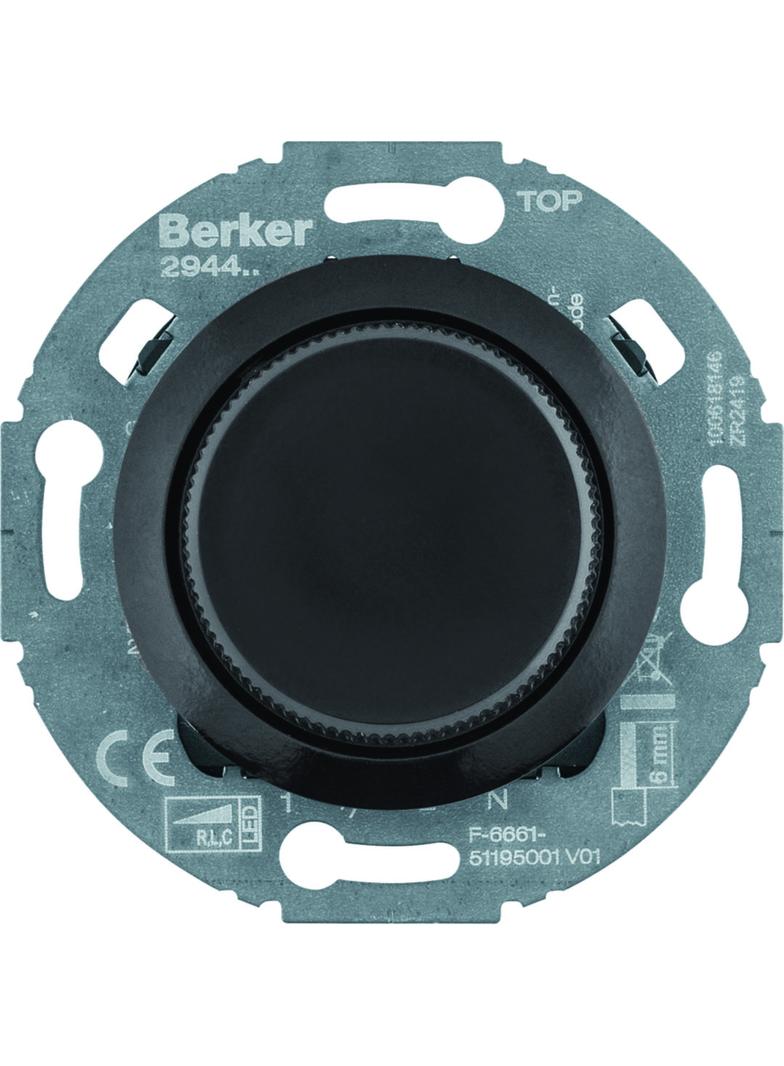 1930/Glas Ściemniacz obrotowy komfort, czarny, obc. R/L/C 20-420 W, LED 3-100 W