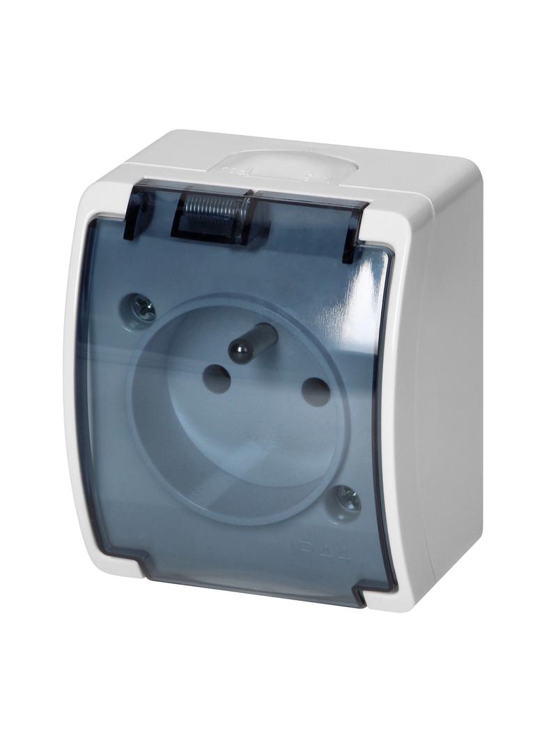 Gniazdo pojedyncze 2P+Z AQUATIC IP44 biały dymiony OR-OE-7105/WT ORNO