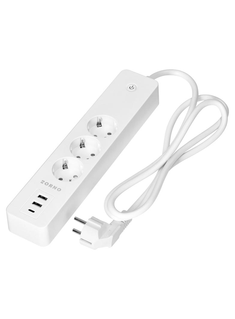 Przedłużacz z 3 gniazdami Schuko z uziemieniem i wyłącznikiem 2xUSB, Tuya Smart Wi-Fi, biały