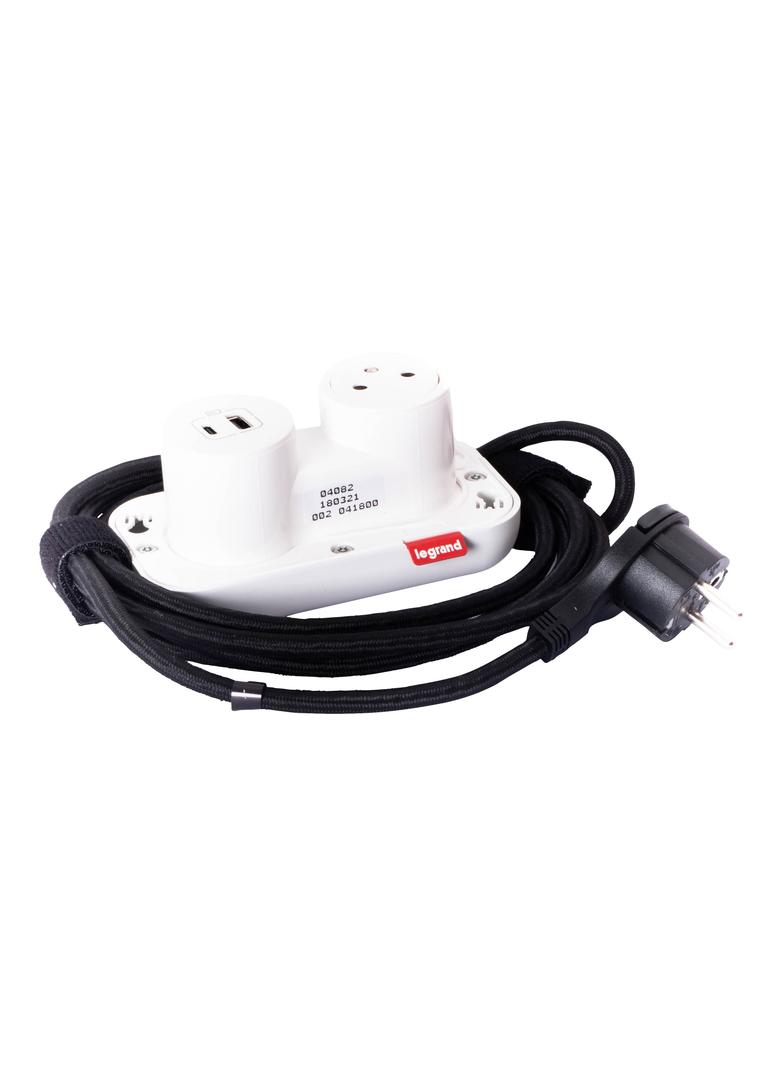 Incara: Electr'On - Podstawa 1x2P+Z / Usb A+C - 2,5 M-Biały 654902 LEGRAND