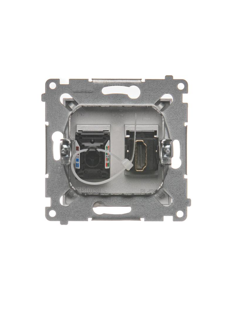 Simon 54 Gniazdo HDMI+RJ45 kat.6. srebrny mat