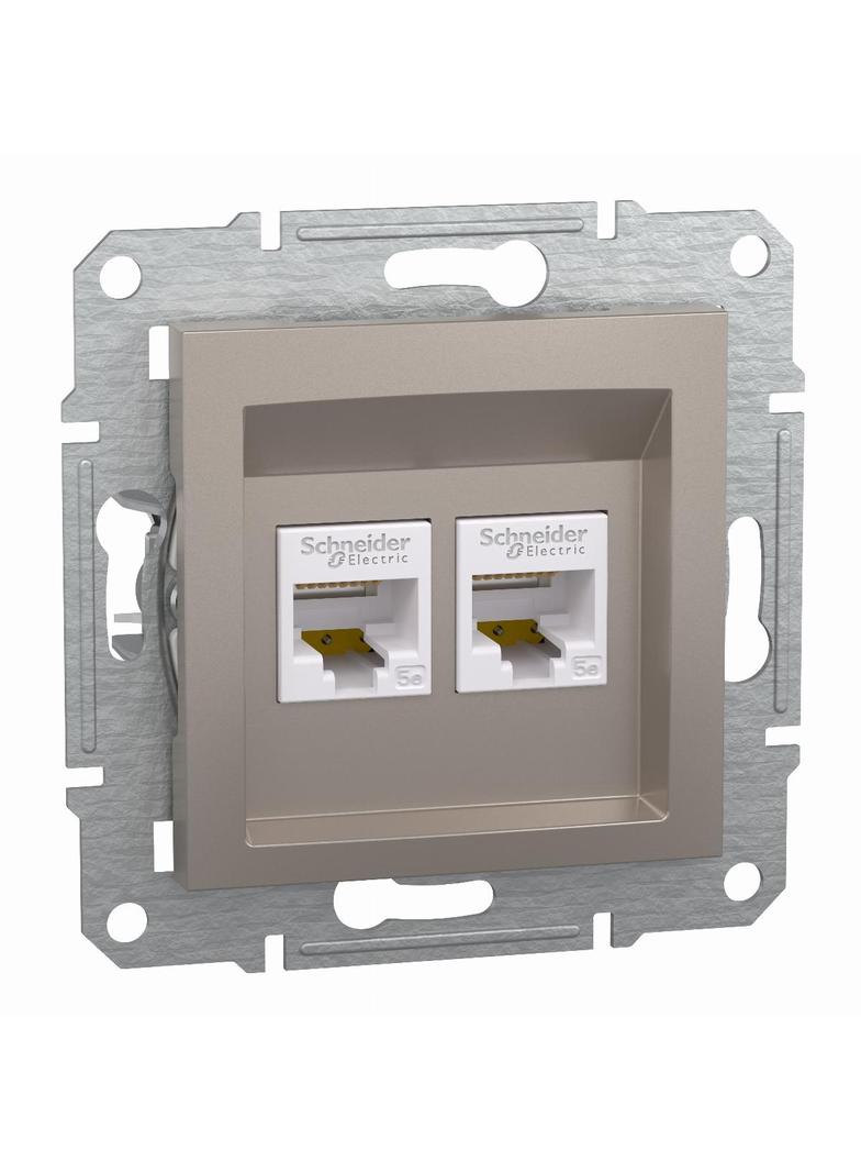 Asfora, gniazdo komputerowe 2x RJ45 kat.5e, UTP, bez ramki, brąz