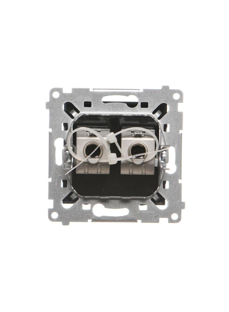 Simon 54 Gniazdo komputerowe podwójne RJ45 kategoria 6 ekranowane z przesłoną przeciwkurzową czarny