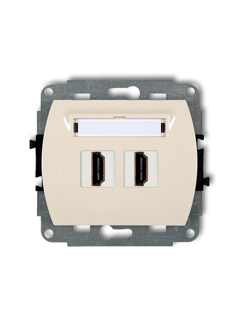 TREND Mechanizm gniazda podwójnego HDMI 2.0 beżowy