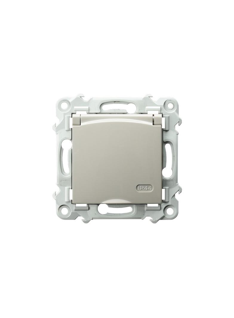 SZAFIR Gniazdo bryzgoszczelne z uziemieniem schuko IP-44 wieczko w kolorze wyrobu - kolor kaszmirowy