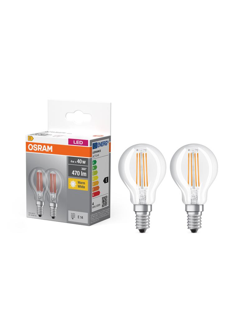 Lampa LED BASE Classic P40 4W/827 230V Filament szkło przezroczyste E14 FS2 OSRAM