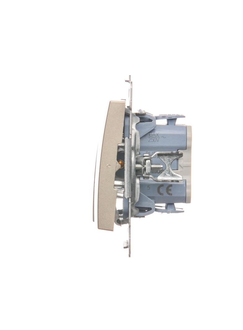 Simon 54 Łącznik świecznikowy z podświetleniem LED i do wersji IP44 10A 250V szybkozłączka złoty mat *Posiada wkładkę DU1W DW5BL.01/44 KONTAKT