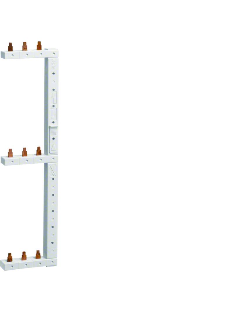 Szyna grzebieniowa kołkowa pionowa 3P 16mm2 do MCB 3-rzędowa prawa 125mm KCL368R HAGER