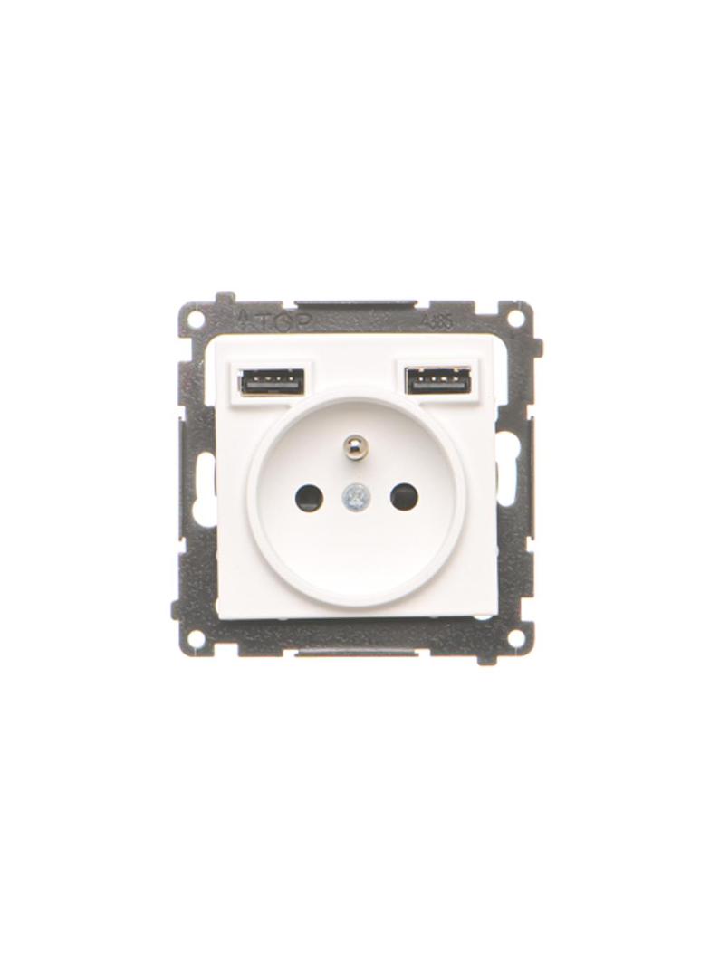 Simon 55 WMDW-001112-111 Gniazdo wtyczkowe z zintegrowaną ładowarką 2xUSB A (moduł), 2.1 A, 5 V DC, TGZ1ZUSB2AA.01/111 KONTAKT