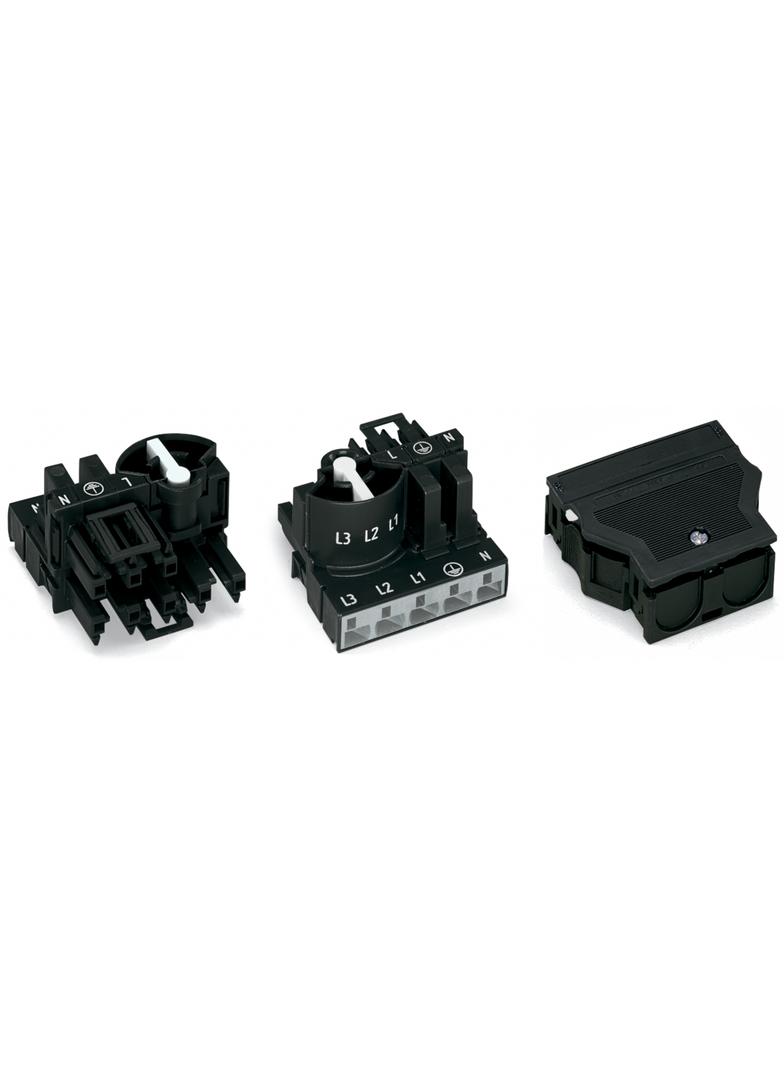 WINSTA rozgałęźnik 3-/5-torowy z obudową odciążającą naciąg czarny