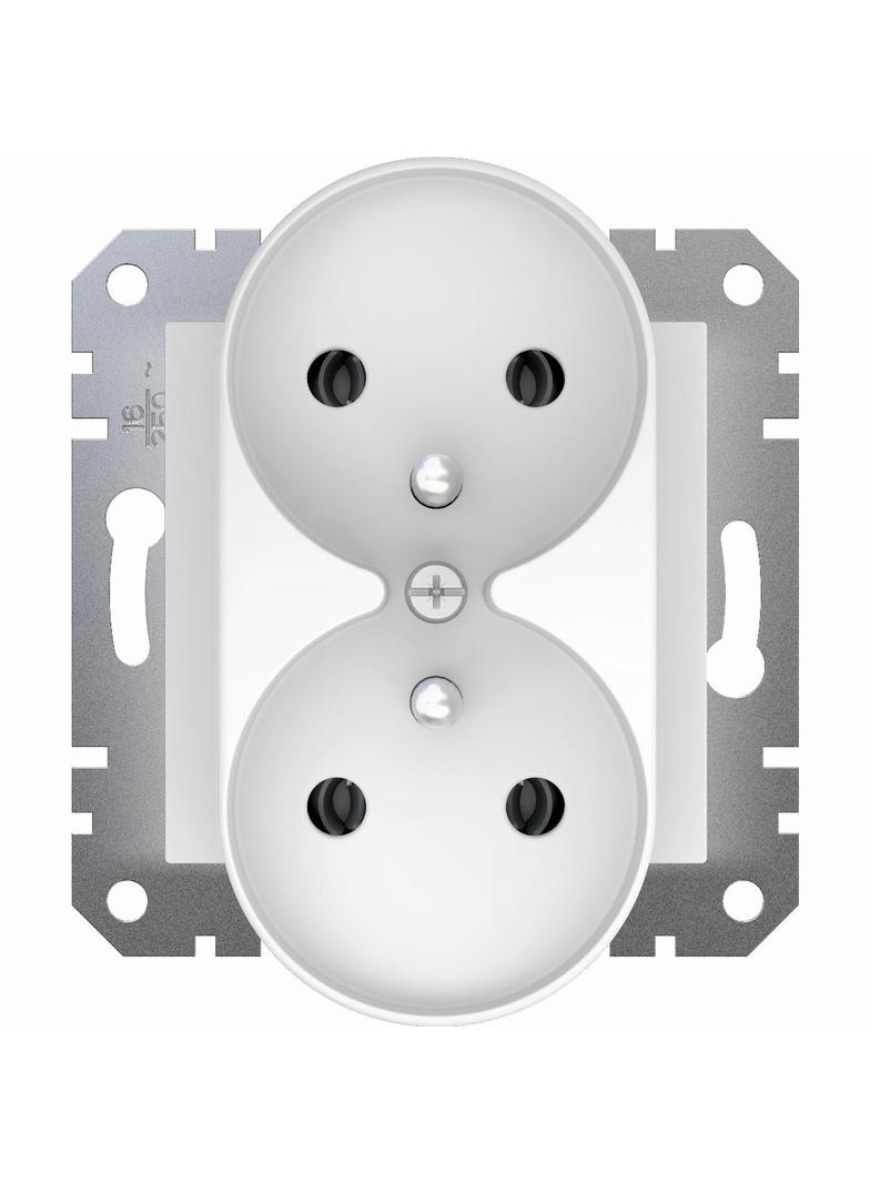 Asfora, gniazdo 2x2P+PE do systemu ramkowego, białe