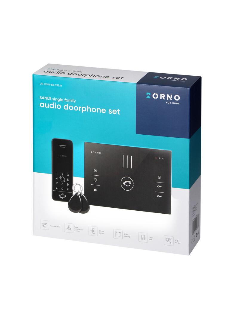 SANDI zestaw domofonowy jednorodzinny bezsłuchawkowy 2-żyłowy z szyfratorem i czytnikiem breloków