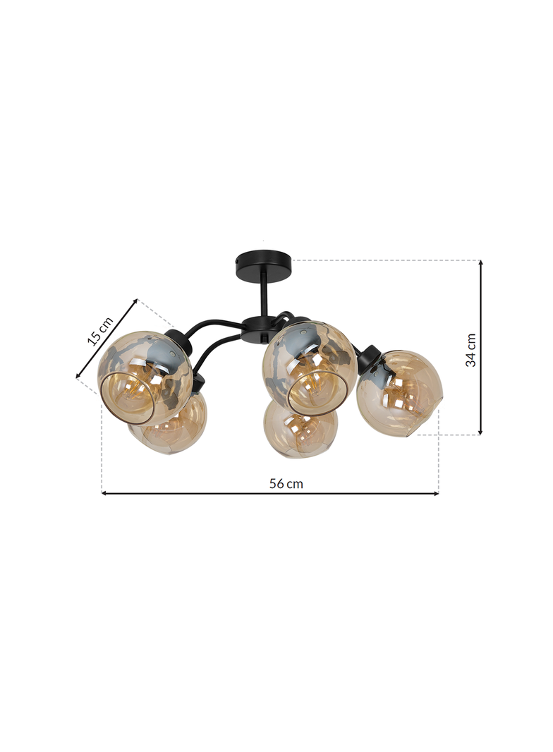 Milagro plafon Sofia Amber 5xE27 czarny MLP6598