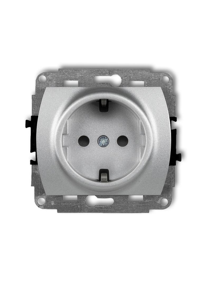 TREND Mechanizm gniazda pojedynczego z uziemieniem SCHUKO 2P+Z (przesłony torów prądowych) srebrny m