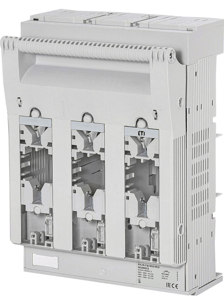 Rozłącznik bezpiecznikowy na szyny prądowe - rozstaw 60mm KVL-B-2 3P M10-M10 001690913 ETI